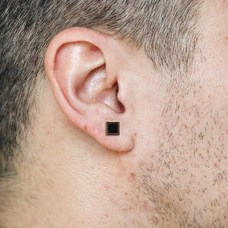 Julianna B Yellow Plated Sterling Silver Black Onyx Fashion Post Earrings