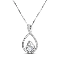 Sterling Silver Created White Sapphire Mother/Child Pendant