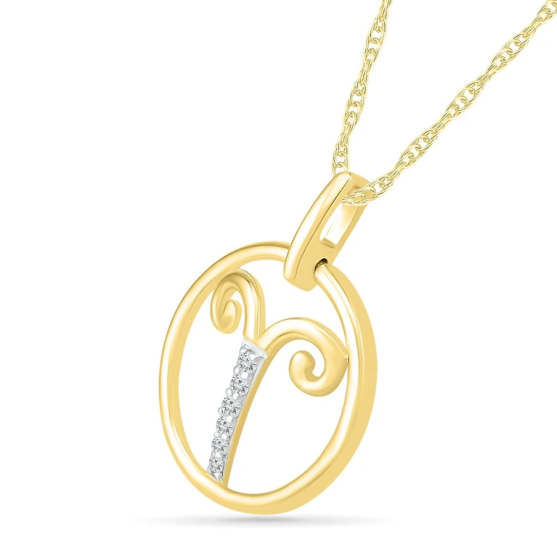 10K Yellow Gold Aries Diamond Pendant