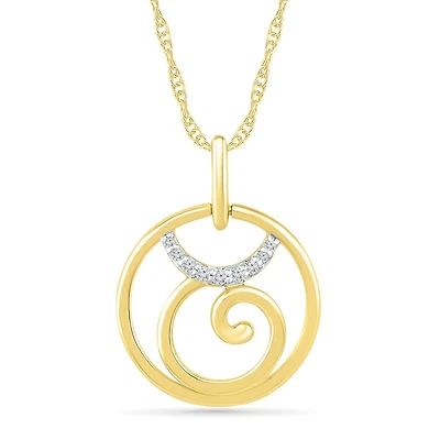 10K Yellow Gold Taurus Diamond Pendant