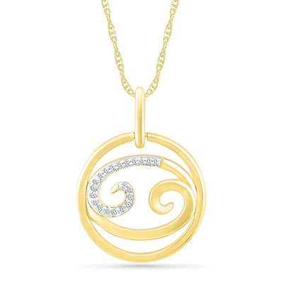 10K Yellow Gold Cancer Diamond Pendant