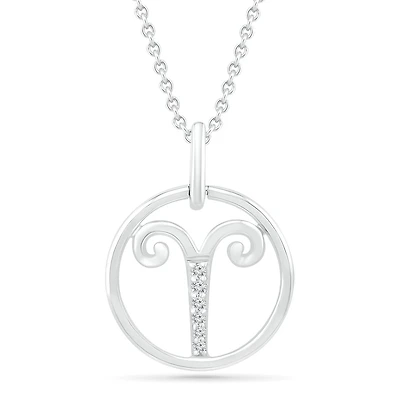 Sterling Silver Aries Diamond Pendant