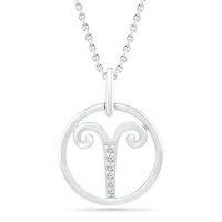 Sterling Silver Aries Diamond Pendant