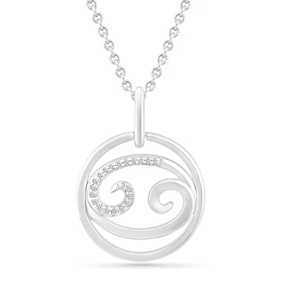 Sterling Silver Cancer Diamond Pendant