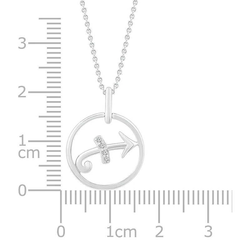 Sterling Silver Sagittarius Diamond Pendant