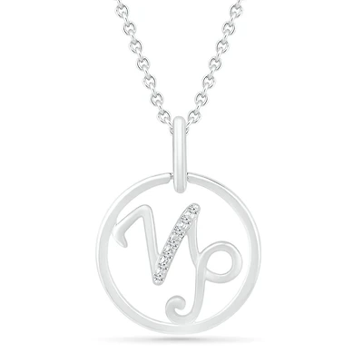 Sterling Silver Capricorn Diamond Pendant