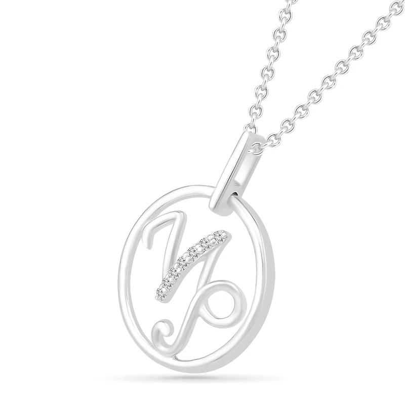Sterling Silver Capricorn Diamond Pendant