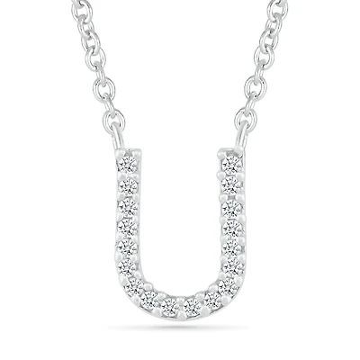Diamond Addiction Sterling Silver & Diamond "U" Initial Necklace