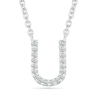 Diamond Addiction Sterling Silver & Diamond "U" Initial Necklace
