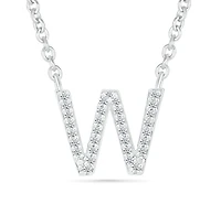 Diamond Addiction Sterling Silver & Diamond "W" Initial Necklace