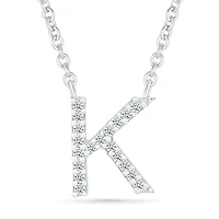 Sterling Silver & Diamond "K" Initial Necklace