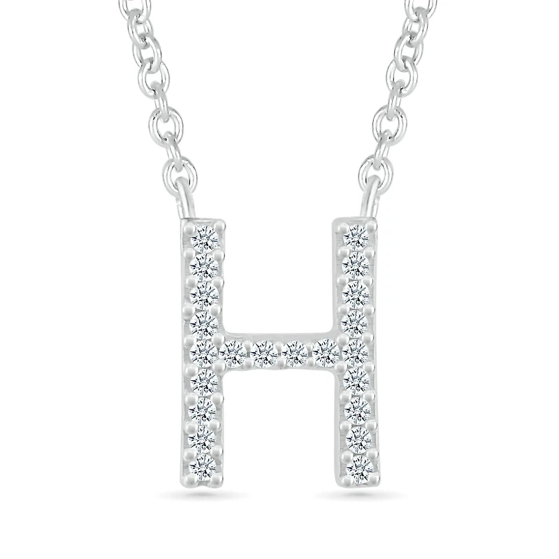 Sterling Silver & Diamond "H" Initial Necklace