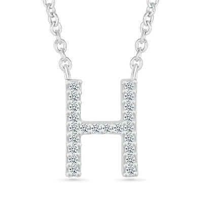 Sterling Silver & Diamond "H" Initial Necklace