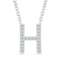 Sterling Silver & Diamond "H" Initial Necklace