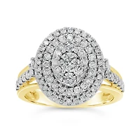 10K Yellow Gold 1.00CTW Diamond Oval Shaped Fashion Ring