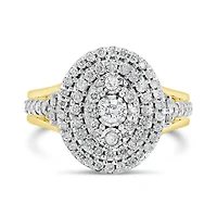 10K Yellow Gold 1.00CTW Diamond Oval Shaped Fashion Ring