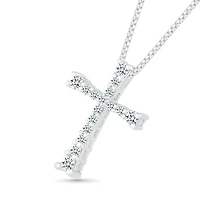 10K White Gold 0.23CTW Diamond Cross Pendant