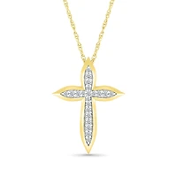 10K Yellow Gold 0.14CTW Diamond Cross Pendant
