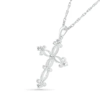 10K White Gold Diamond Cross Pendant