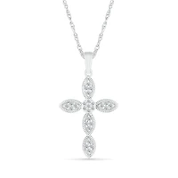 10K White Gold 0.11CTW Diamond Cross Pendant