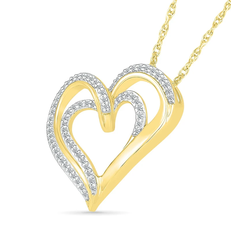 10K Yellow Gold 0.18CTW Diamond Heart Pendant