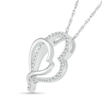 10K White Gold 0.14CTW Diamond Hearts Pendant