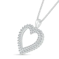 10K White Gold 0.95CTW Diamond Heart Pendant
