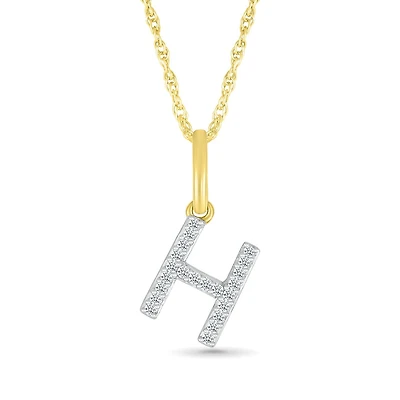 10K Yellow Gold & Diamond "H" Initial Pendant