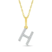 10K Yellow Gold & Diamond "H" Initial Pendant