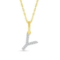 10K Yellow Gold & Diamond "Y" Initial Pendant