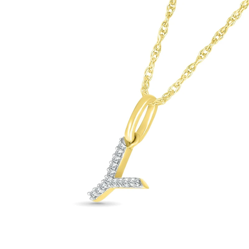 10K Yellow Gold & Diamond "Y" Initial Pendant