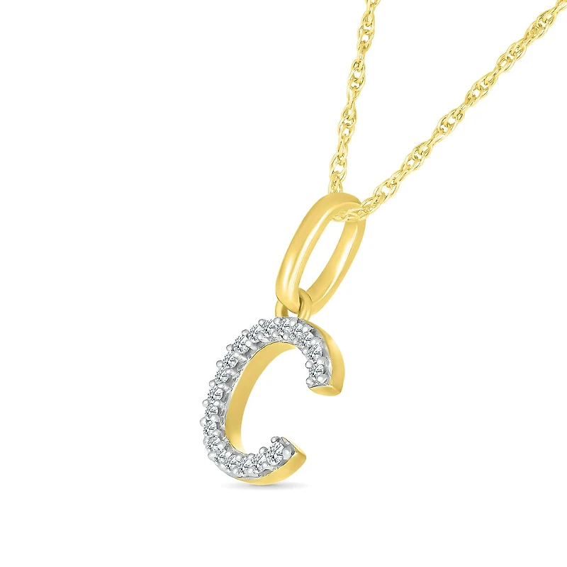 10K Yellow Gold & Diamond "C" Initial Pendant