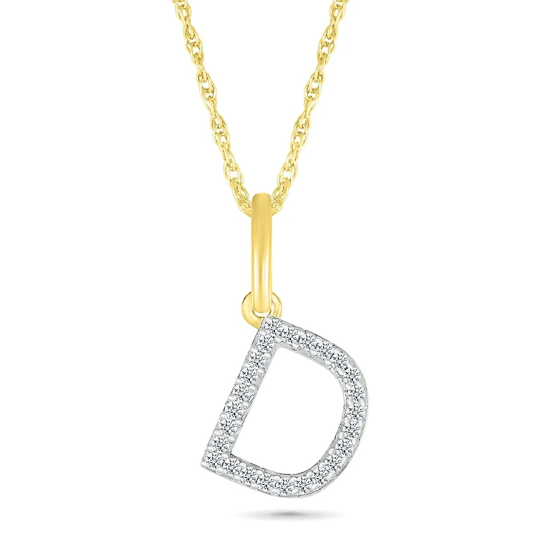 10K Yellow Gold & Diamond "D" Initial Pendant