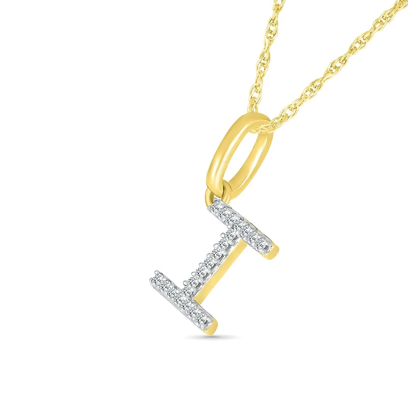10K Yellow Gold & Diamond "I" Initial Pendant