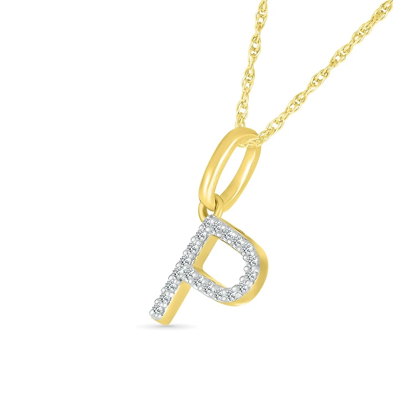 10K Yellow Gold & Diamond "P" Initial Pendant