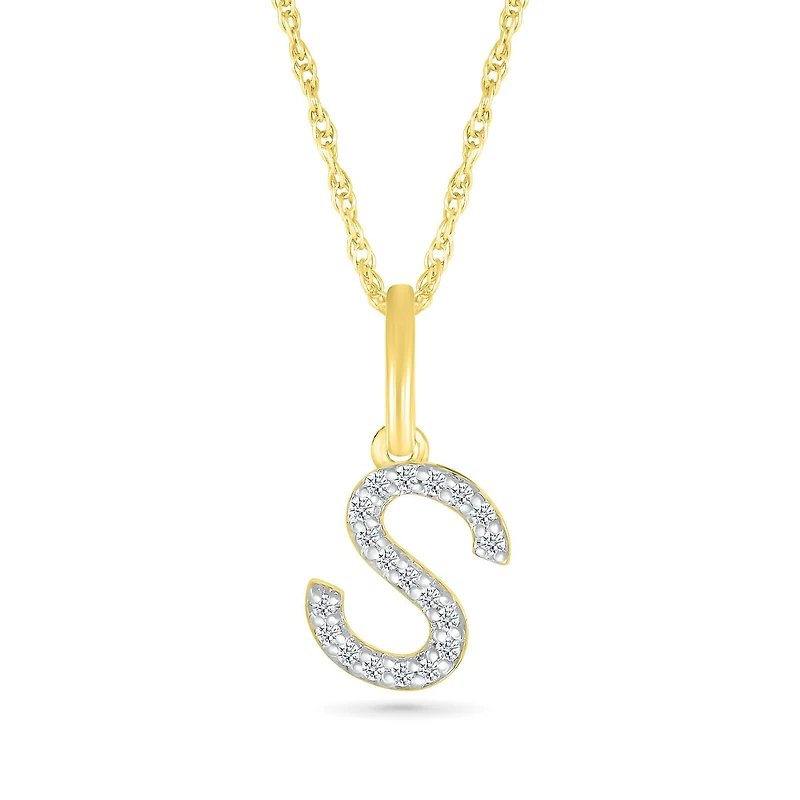 10K Yellow Gold & Diamond "S" Initial Pendant