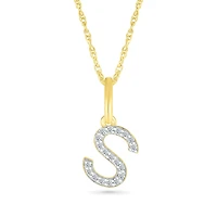 10K Yellow Gold & Diamond "S" Initial Pendant