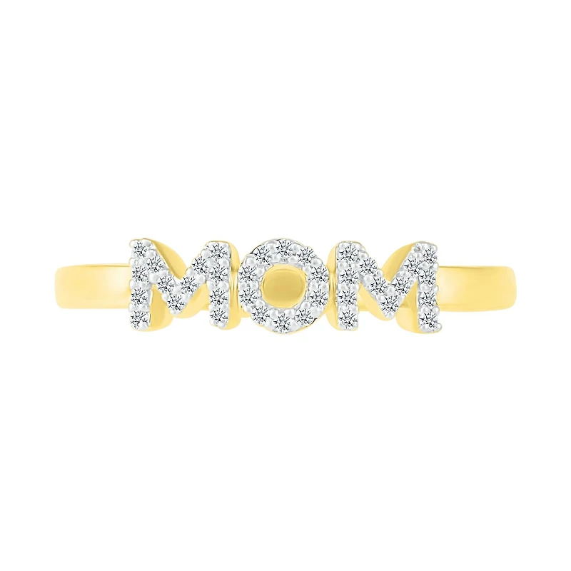 10K Yellow Gold Diamond Mom Ring