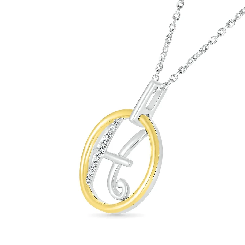 Sterling Silver 10K Yellow Gold Pisces Diamond Pendant