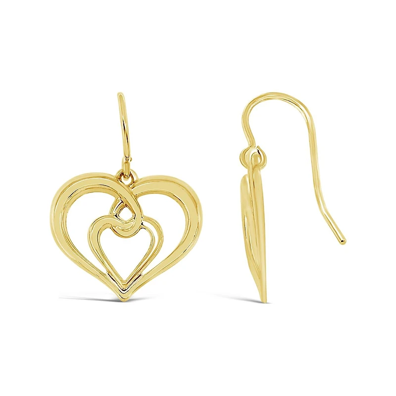 10K Yellow Gold Heart Drop Earrings