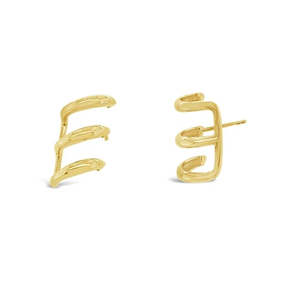 10K Yellow Gold Cuff Style Stud Earrings