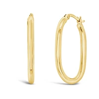 10K Yellow Gold Oval Hoop Earrings