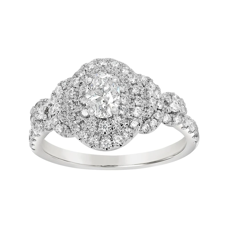 Diamond Revelations 14K White Gold 0.95CTW Oval Diamond Bridal Ring