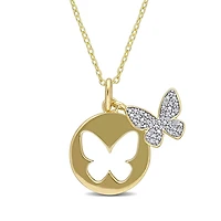 Julianna B Yellow Plated Sterling Silver 0.10CTW Diamond Butterfly Pendant
