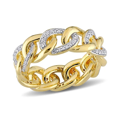 Julianna B Yellow Plated Sterling Silver 0.25CTW Diamond Link Ring