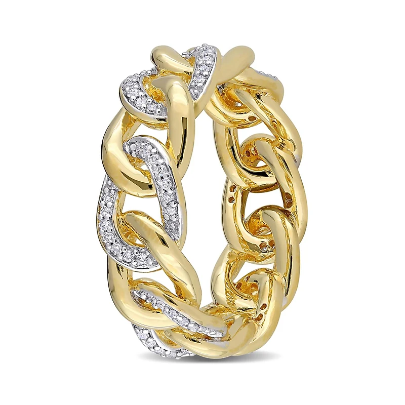 Julianna B Yellow Plated Sterling Silver 0.25CTW Diamond Link Ring