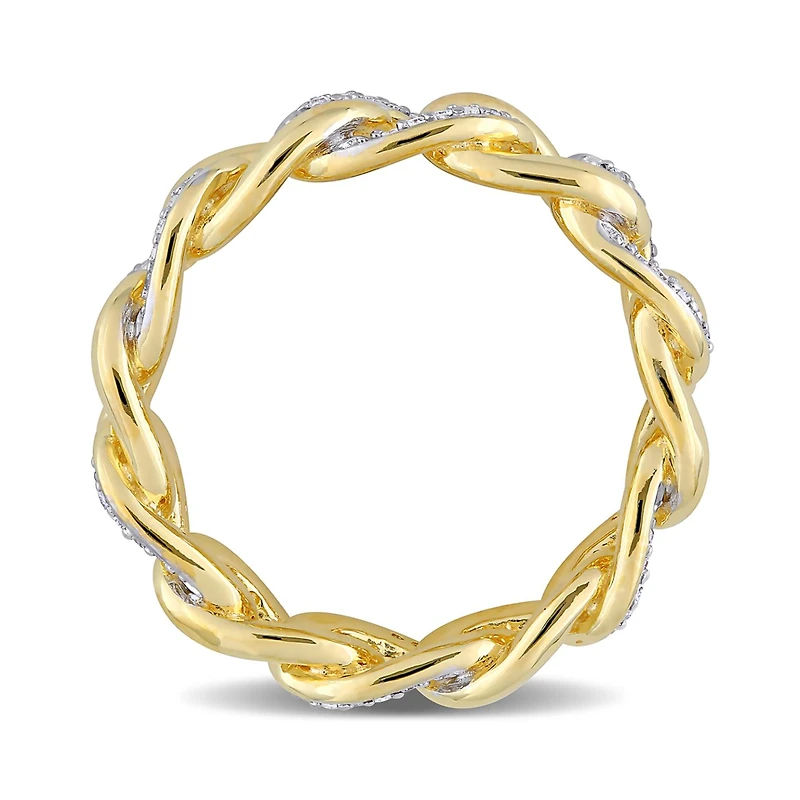 Julianna B Yellow Plated Sterling Silver 0.25CTW Diamond Link Ring