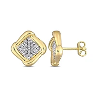 Julianna B Yellow Plated Sterling Silver 0.20CTW Diamond Cluster Studs