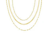 10K Yellow Gold 15"+ 3" Extension Graduated Layered Necklace