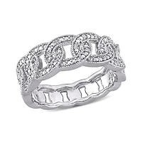 Julianna B Sterling Silver 0.11CTW Diamond Link Ring